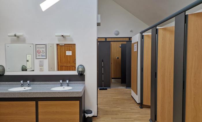 internal picture of toilet and shower block